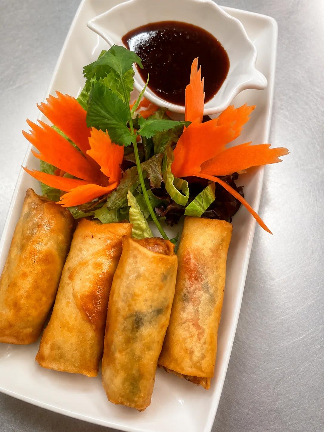 Crispy spring roll appetizer at Tawan Chay Thai restaurant