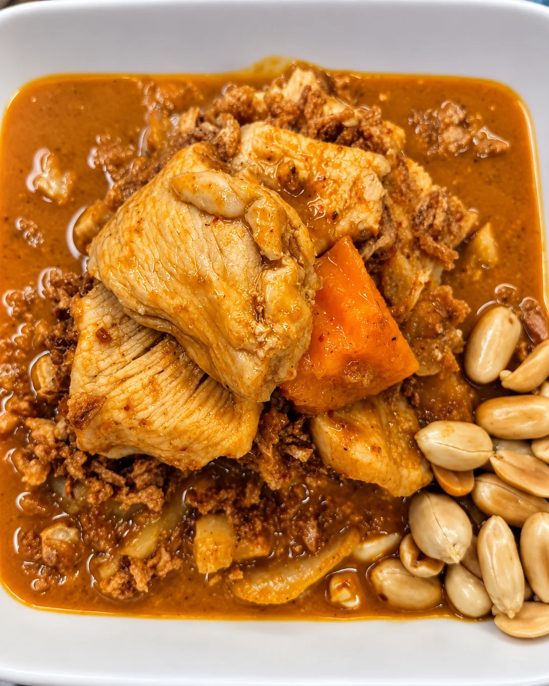 Massaman chicken curry with roasted peanuts at Tawan Chay
